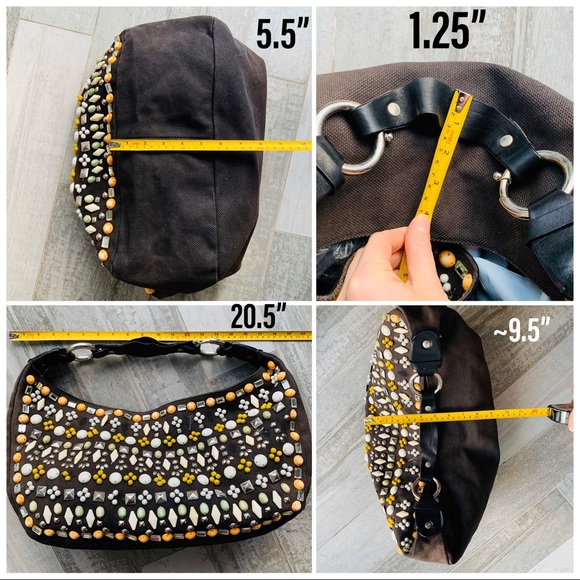 Chloe Beaded Studded Heavy Leather Big Hobo Slouchy Bag - Picture 7 of 16